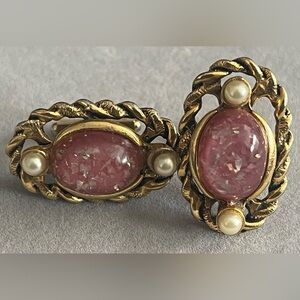 RARE art deco antique vintage cuff links Opal Pearl Gold
